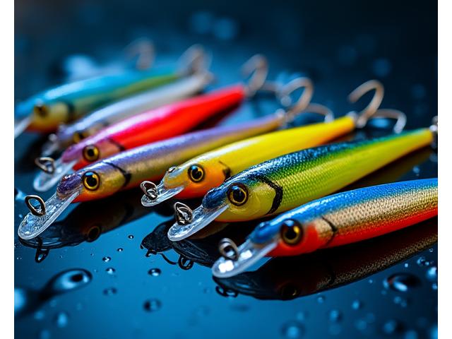 Colección de lures de superficie coloridos, incluyendo poppers y walkers.